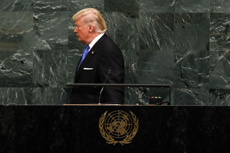 Donald Trump ÜRO Peaassamblee suures saalis. /Xinhua/Sipa USA/Scanpix.