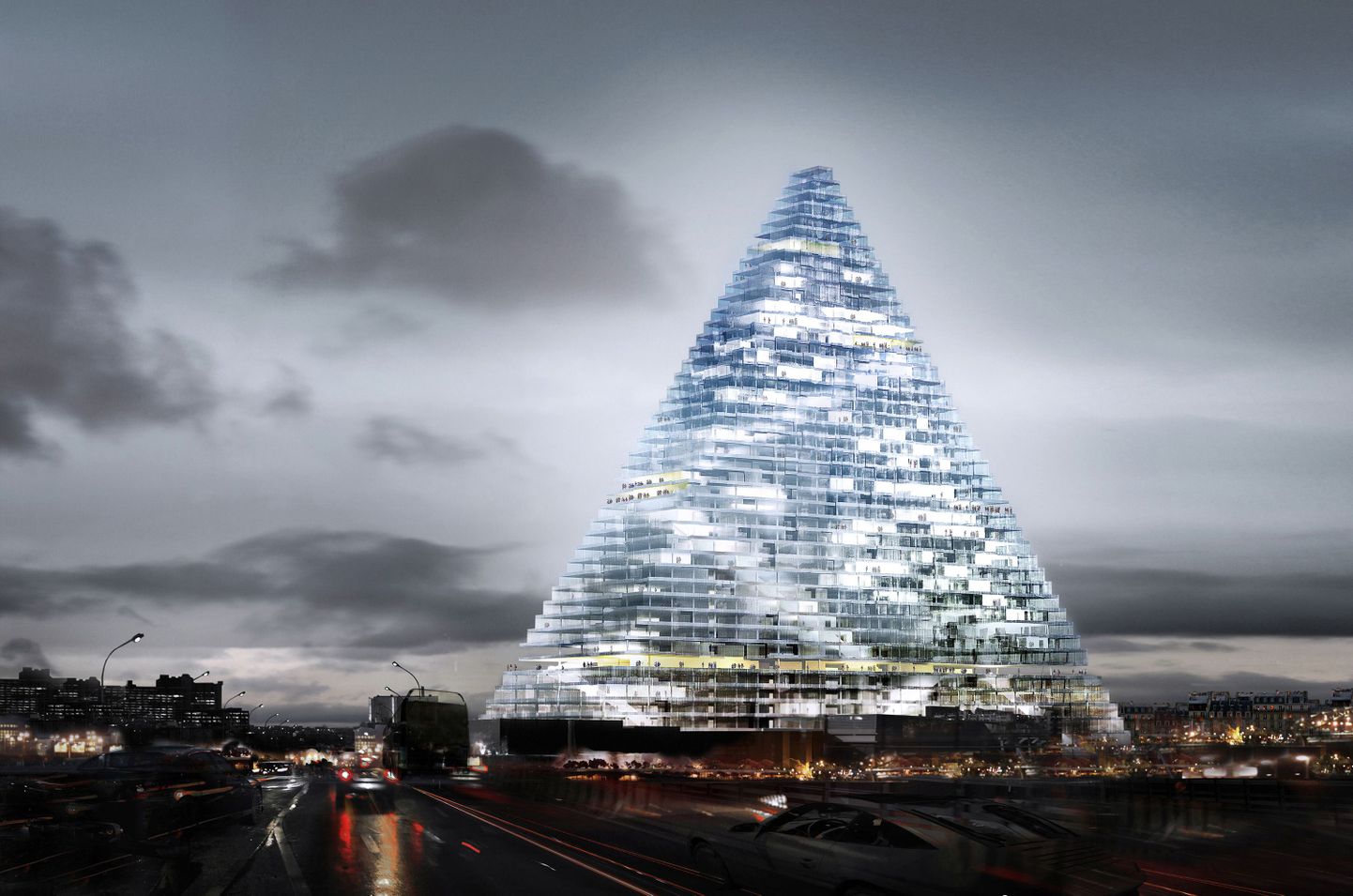 Arvutijoonis Pariisi ehitatavast püramiid-pilvelõhkujast