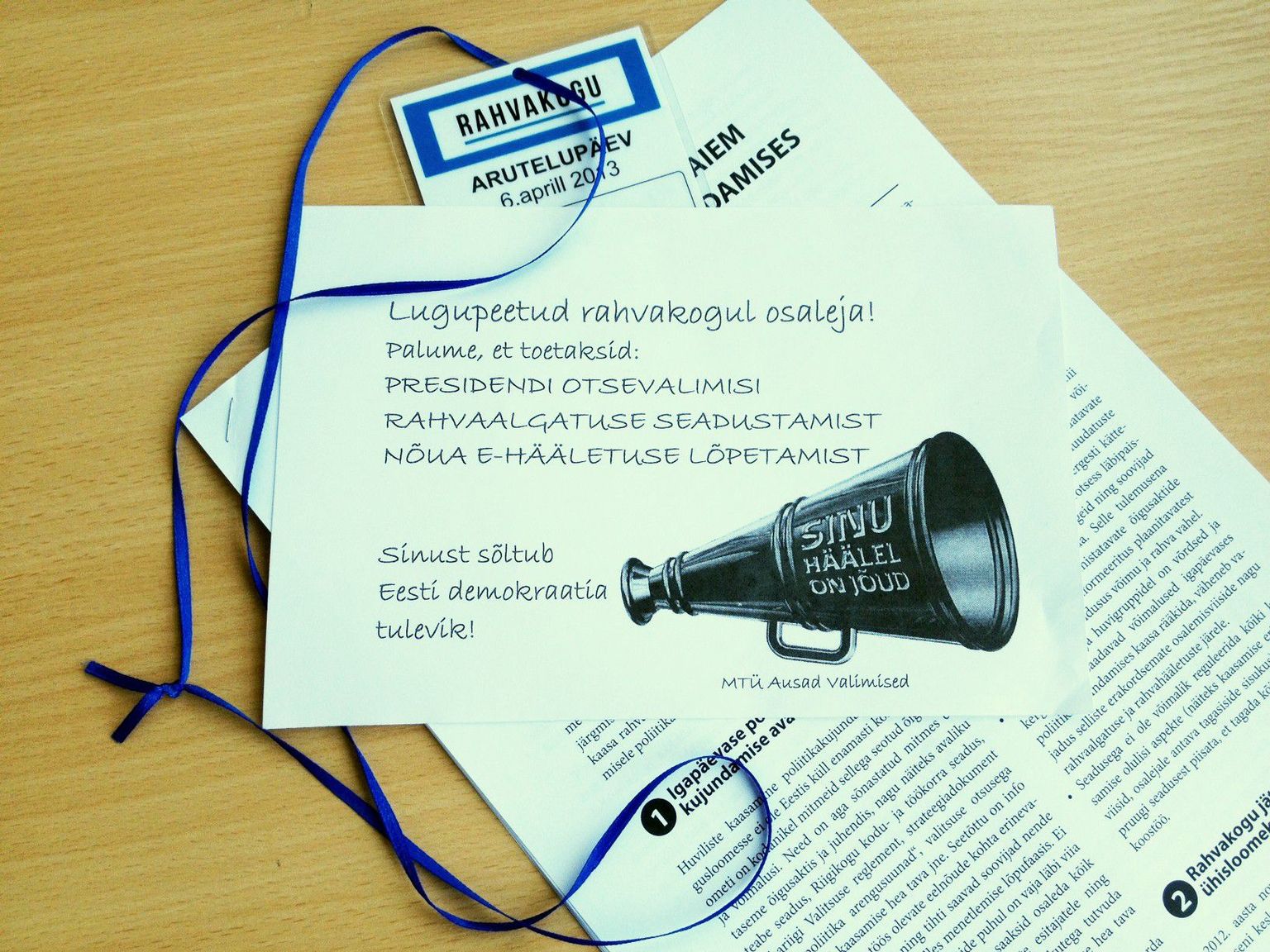 MTÜ Ausad Valimised lendleht.