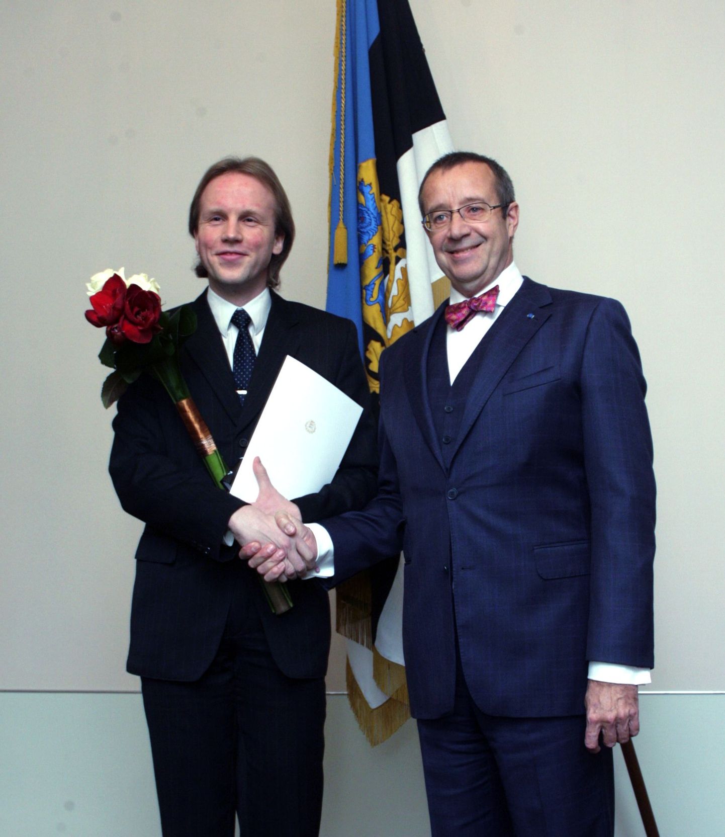 Arvutiteadlane Peeter Laud ja president Toomas Hendrik Ilves.