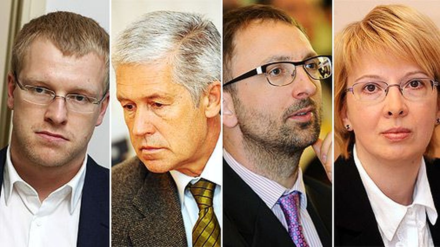 Депутаты (слева направо) Андрей Элксниньш, Дзинтарс, Абикис, Ингмарс Чаклайс и Инара Мурниеце на заседании Комиссии не стеснялись в выражениях.