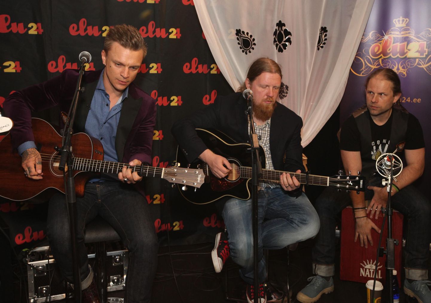 The Sun eile Elu24s: Tanel Padar (vasakult, vokaal ja kitarr), Tarvo Valm (kitarr) ja Jaanus Salm (trummid), pildilt on puudu Danel Pandre (basskitarr) ja Tomi Rahula (klahvpillid).