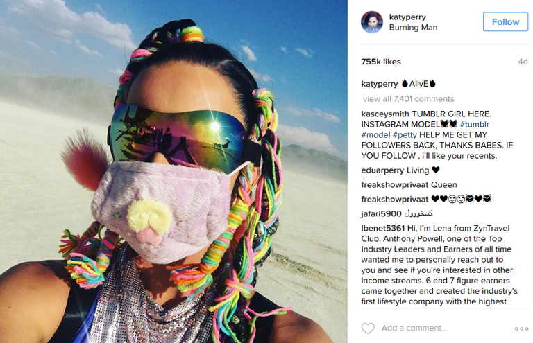 Katy Perry Burning Man 2016 festivalil