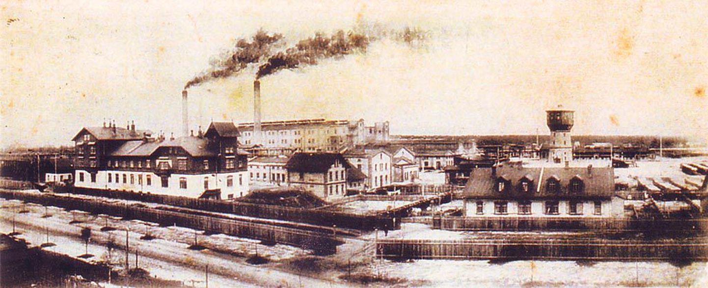 Sellel fotol on jäädvustatud varasem Waldhofi kompleks. Näha on alles kaks hiigelkorstnat. Vabriku laiendamine kestis ilmasõjani.