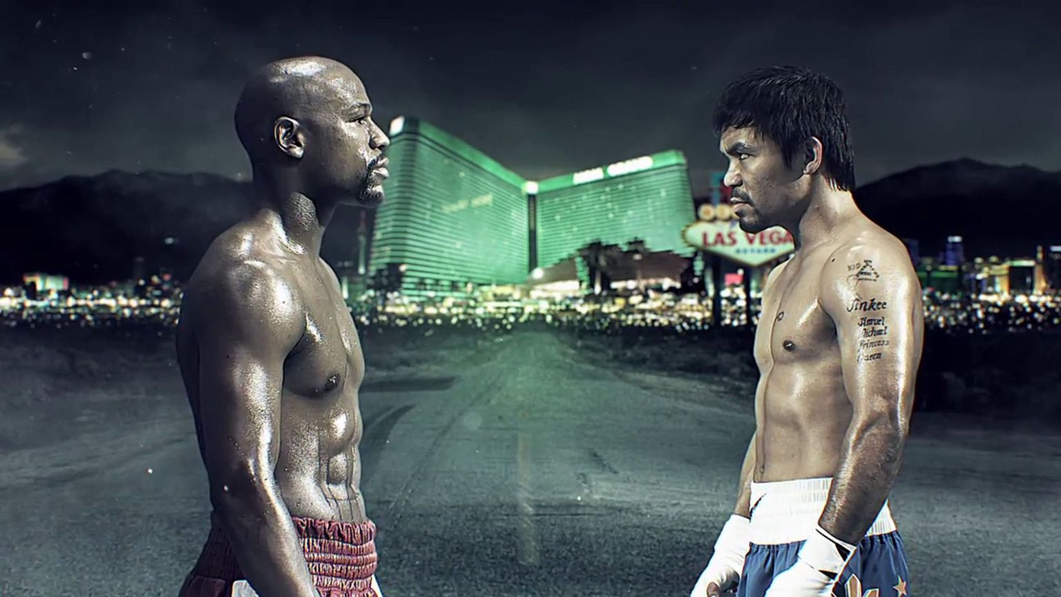 Floyd Mayweather jr (vasakul) ja Manny Pacquiao.
