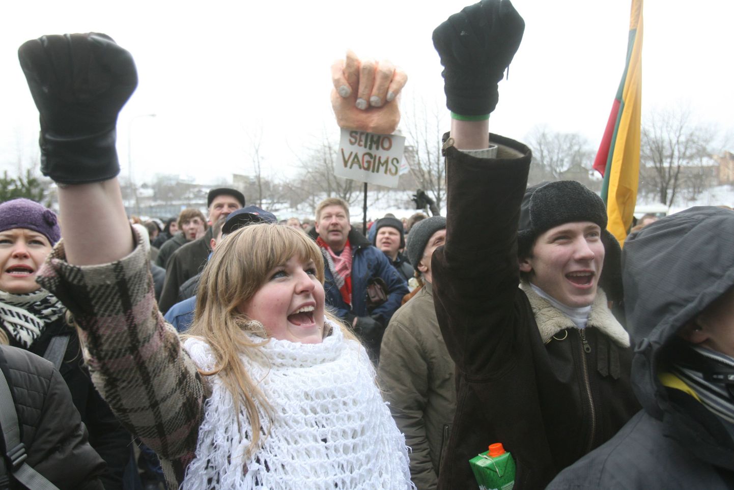 Meeleavaldajad Leedu parlamendihoone ees.