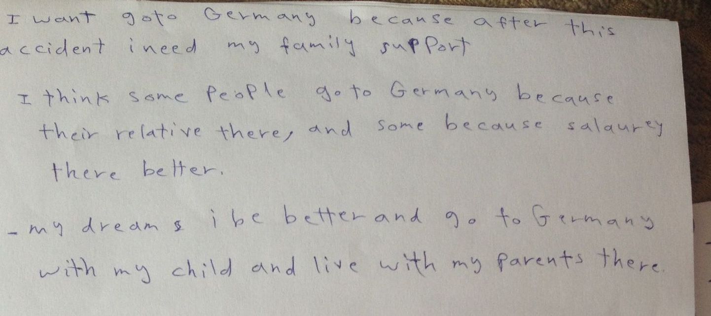 Получившая ожига сирийка мечтает жить со своей семьей в Германии.