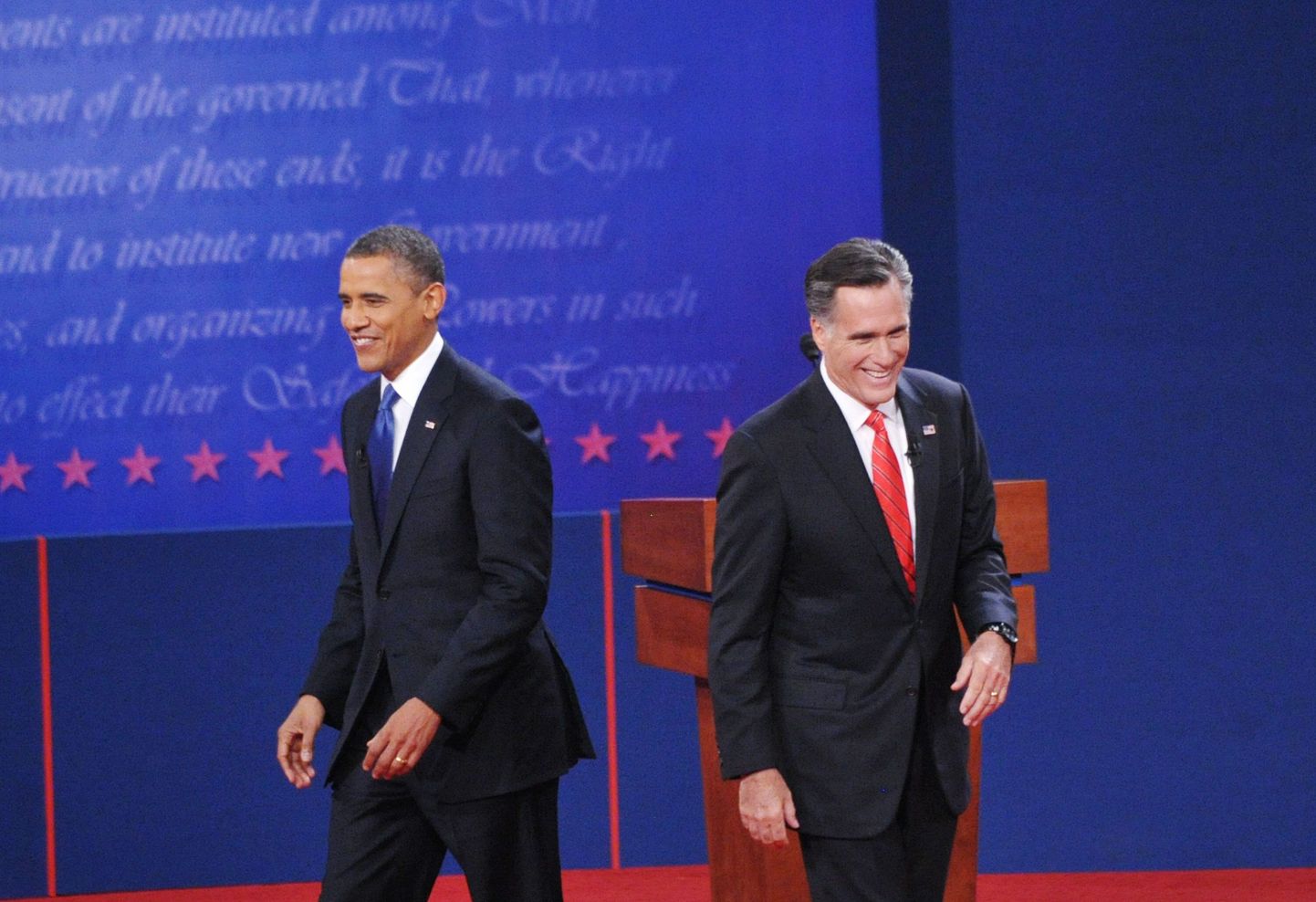 Barack Obama (vasakul) ja Mitt Romney