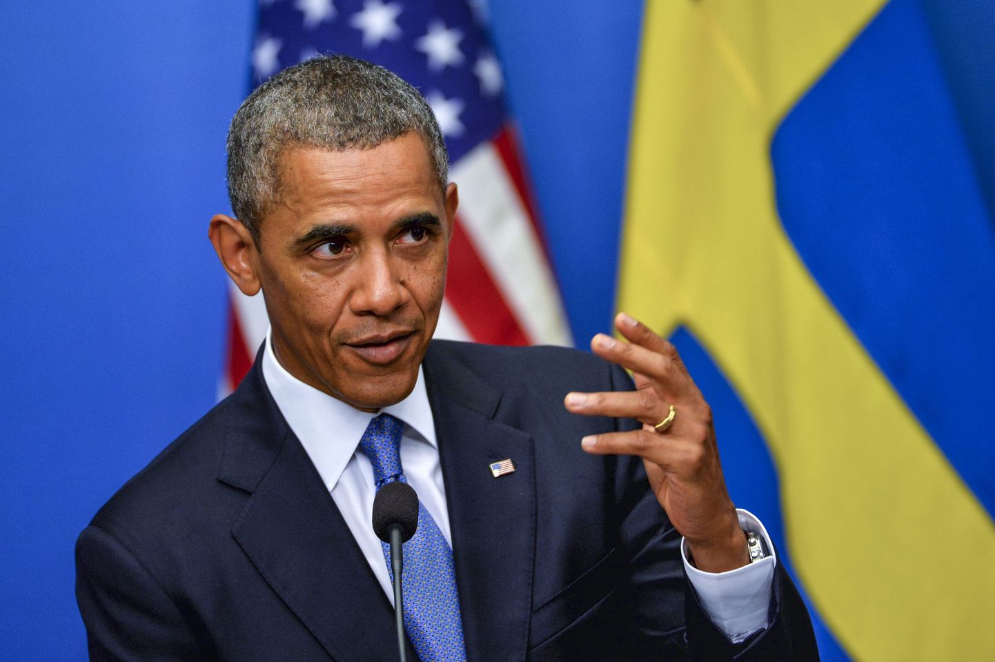 USA president Barack Obama eile Stockholmis pressikonverentsil.