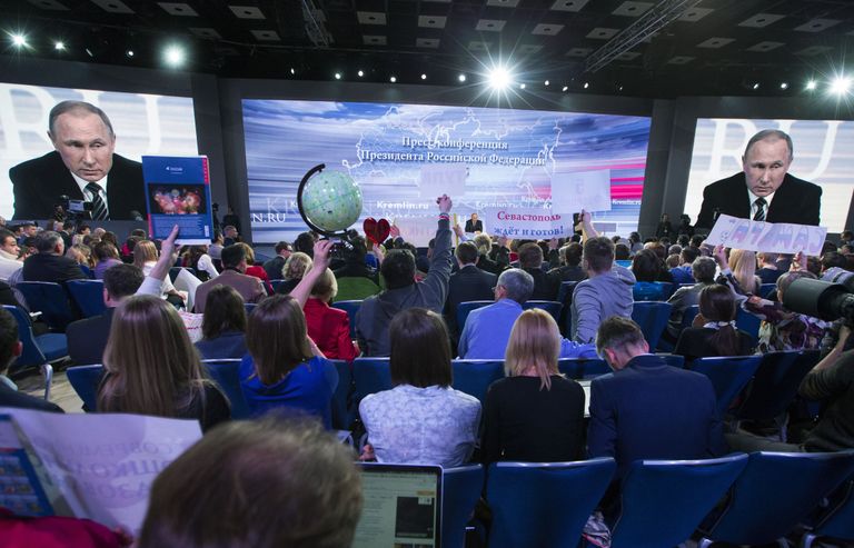 Venemaa president Vladimir Putin tänasel pressikonverentsil. Fotod: Scanpix
