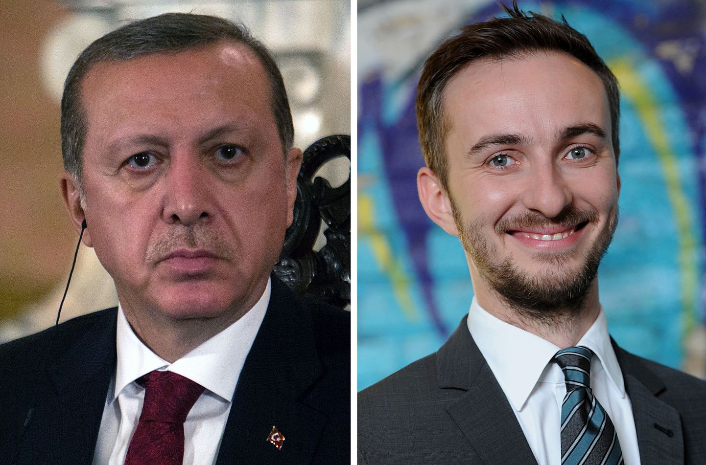 Türgi president Recep Tayyip Erdoğan (vasakul) ja Saksa koomik Jan Böhmermann.