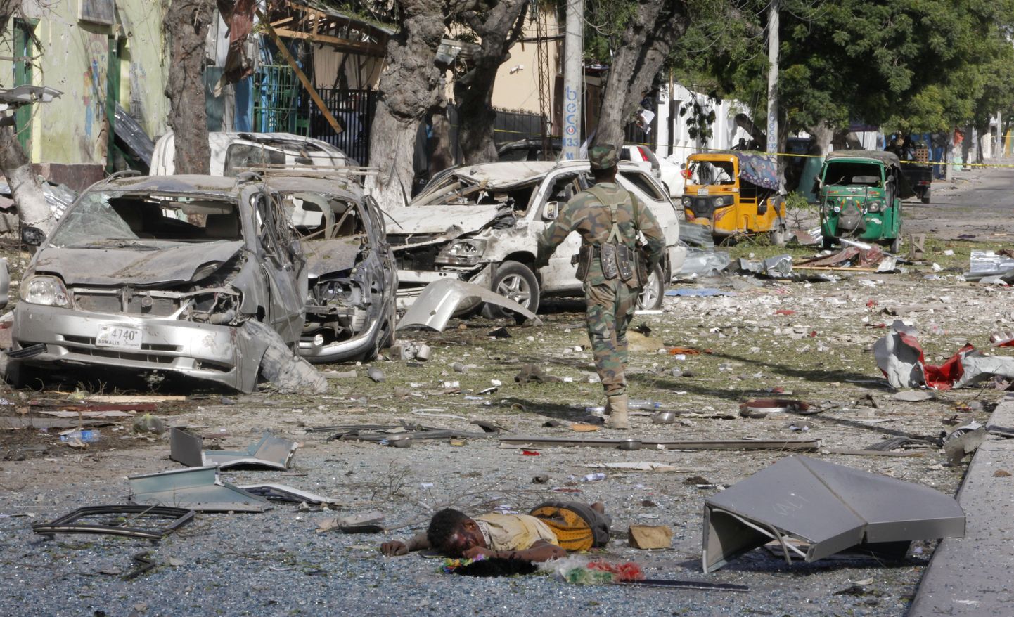 Mogadishu hotelli lähedal plahvatanud autopommi sündmuskoht