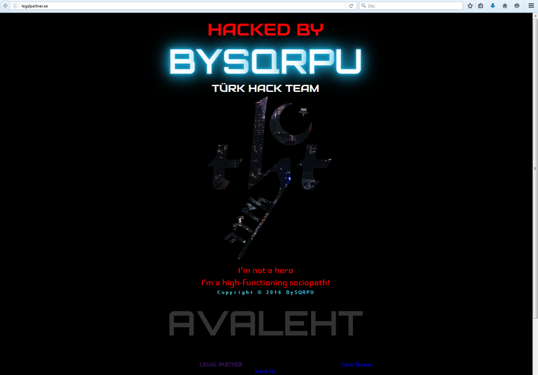 Legalpartner.ee sattus samuti küberrünnaku alla. Seekord häkkis aga Türk Hack Team. 