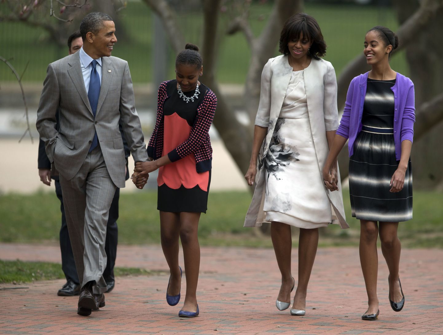 Barack Obama ja Michelle Obama koos tütardega