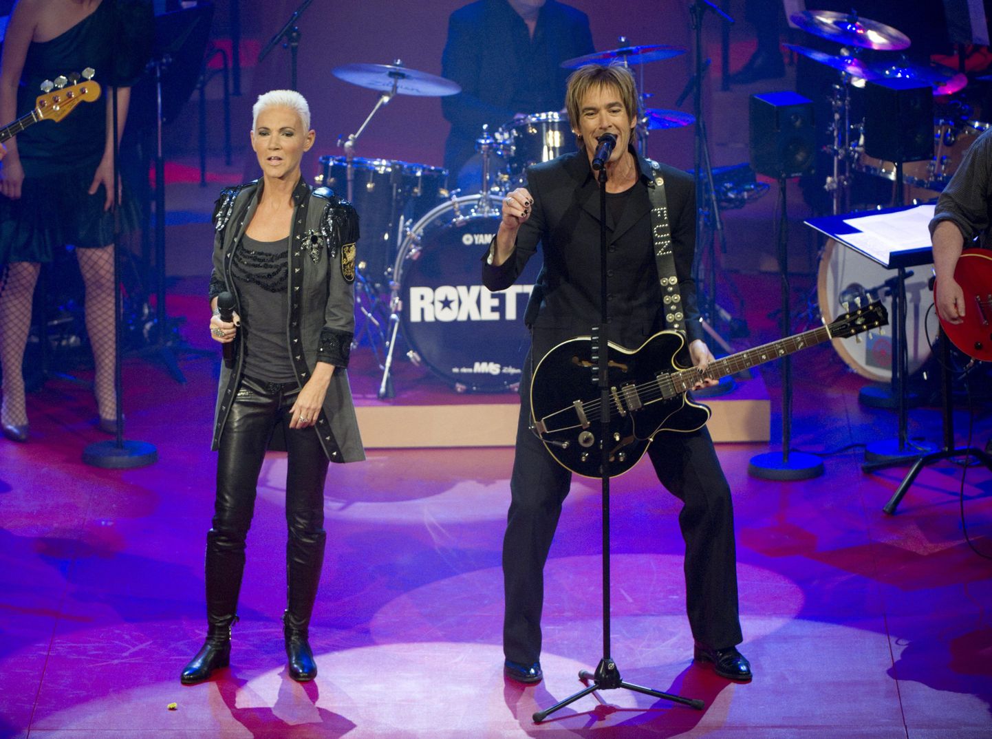 Roxette'i liikmed Marie Fredriksson ja Per Gessle eileõhtusel kontserdil.
