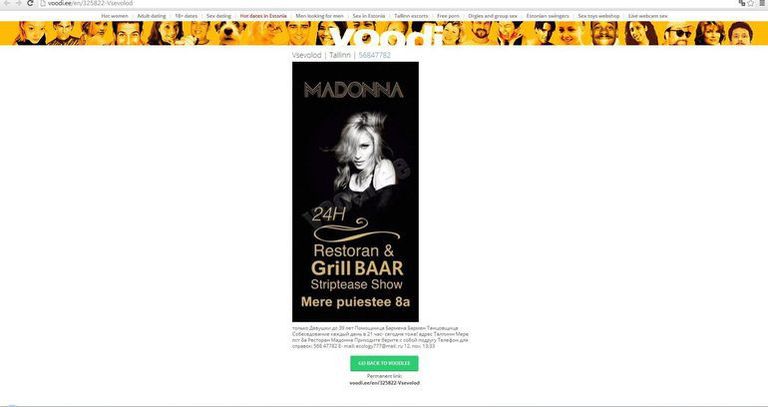 Restoran Madonna kuulutus, milles muu hulgas otsitakse striptiisitantsijaid.
