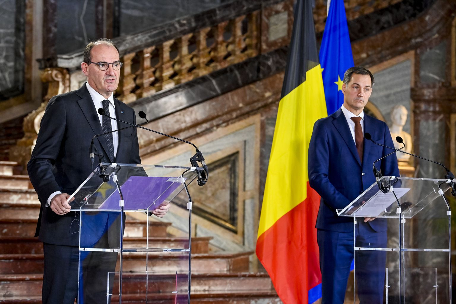 Jean Castex ja Alexander De Croo esmaspäevasel kohtumisel.