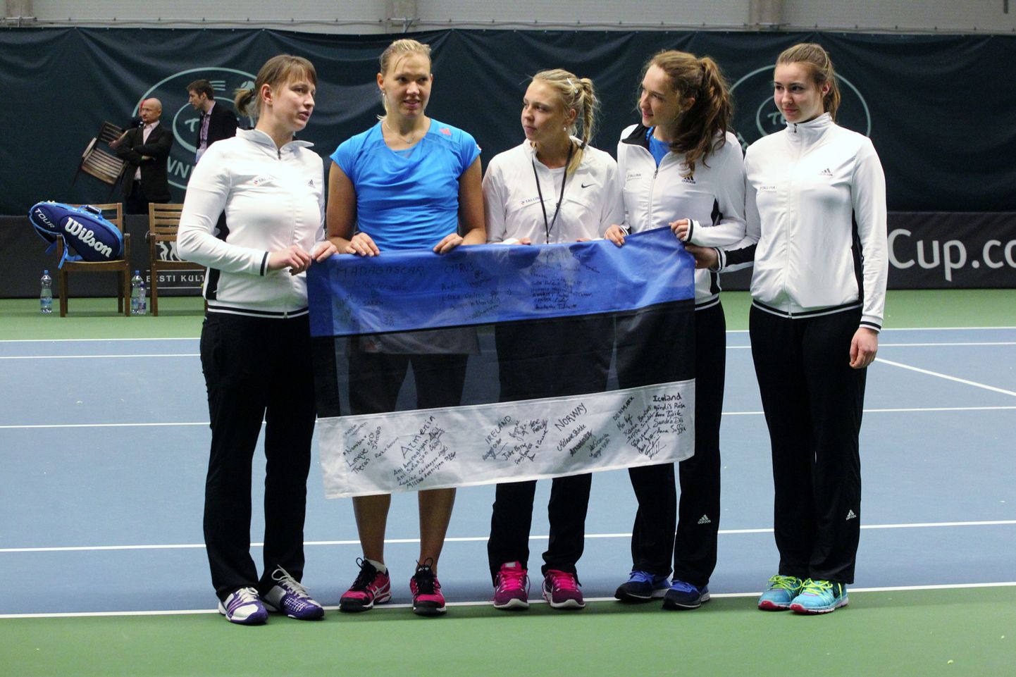 Eesti tennisenaiskond koosseisus Kaia Kanepi, Anett Kontaveit, Eva Paalma ja Tatjana Vorobjova kodusel Fed Cupi Euro-Aafrika III tsooni turniiril.