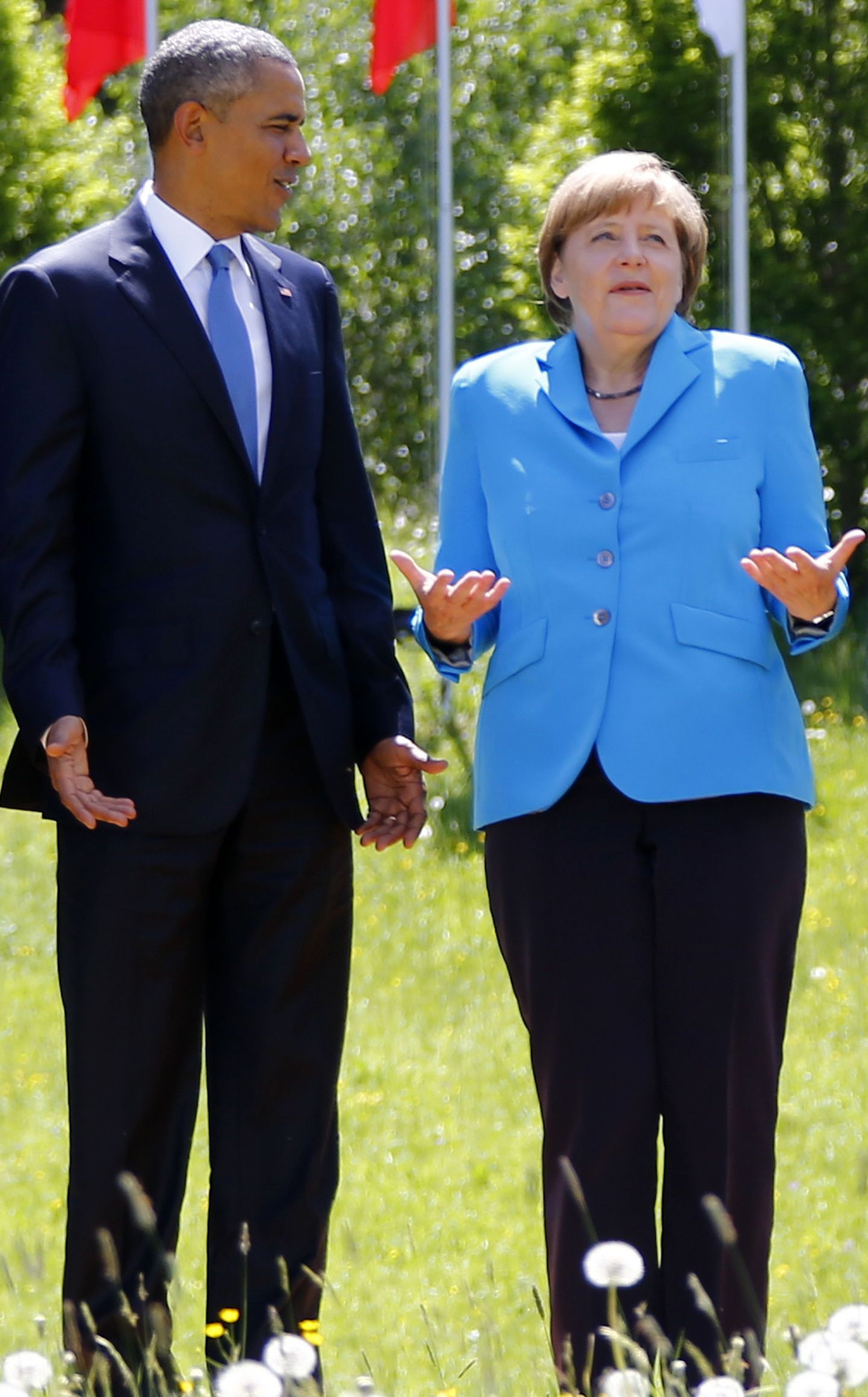Barack Obama ja Angela Merkel Baierimaal.
