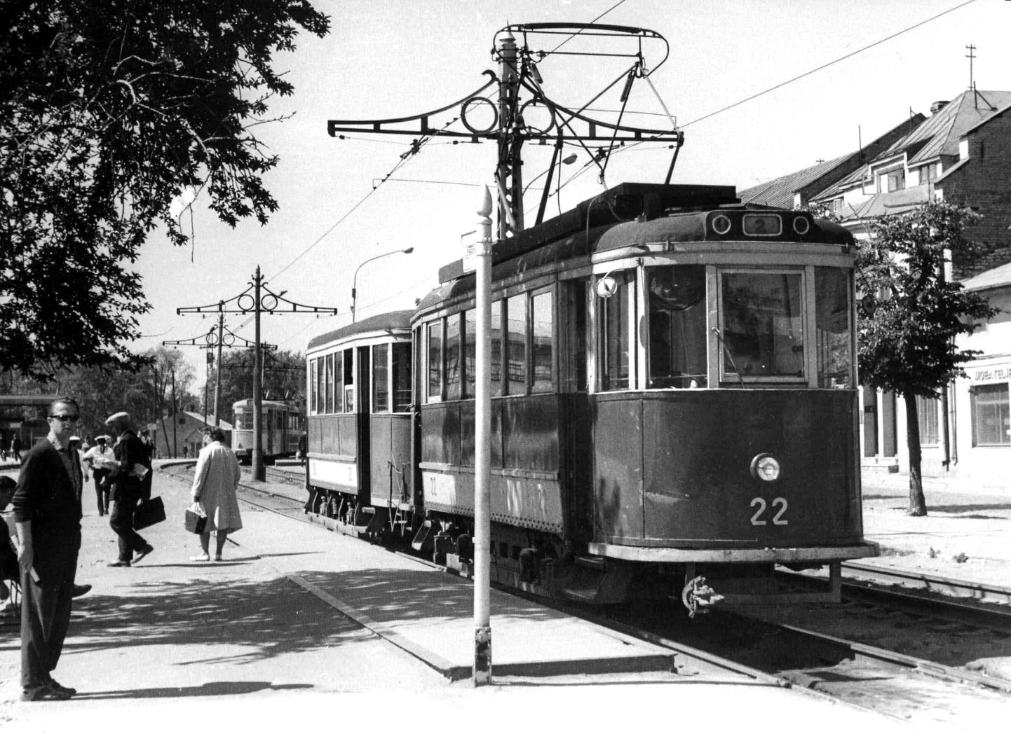 Трамвай у Балтийского вокзала в 1967 году. Иллюстративное фото.