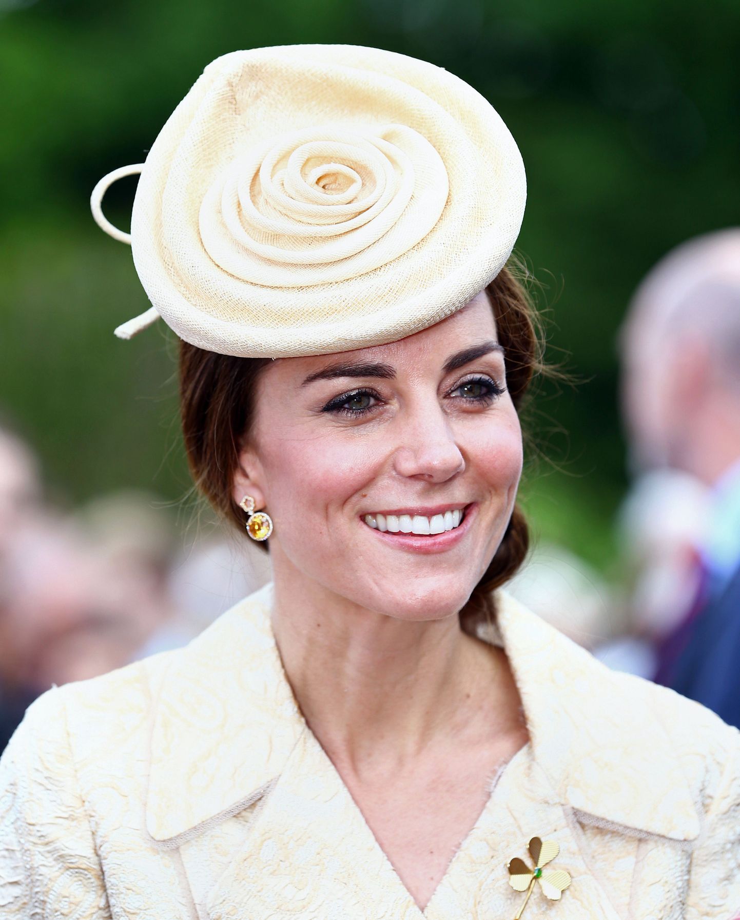 Britain's Kate, Duchess of Cambridge attends the Secretary of State for Northern Ireland Theresa Villiers' garden party at the royal residence at Hillsborough Castle, Northern Ireland, Tuesday June 14, 2016. (Brian Lawless/PA via AP) UNITED KINGDOM OUT NO SALES NO ARCHIVE