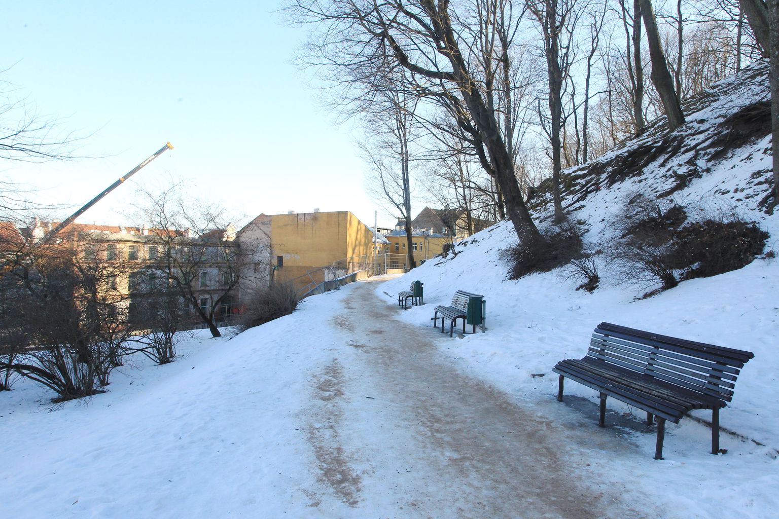 Tartu linn loodab keskkonnainvesteeringute keskuse toel kindlustada Toome nõlva Pirogovi platsi piirkonnas, et pidurdada pinnase erosiooni.
Pildil Pirogovi plats.
kt/Foto KRISTJAN TEEDEMA