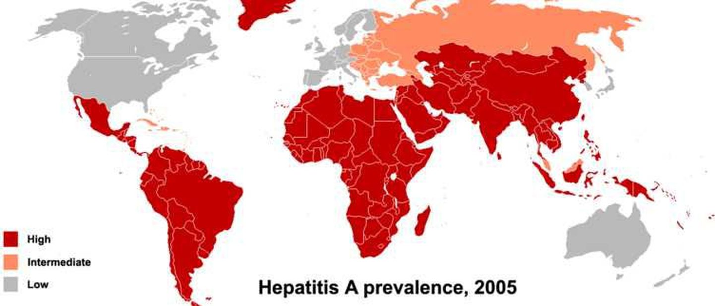 Eesti kuulub A-hepatiidi osas keskmise nakkusohuga riikide sekka.