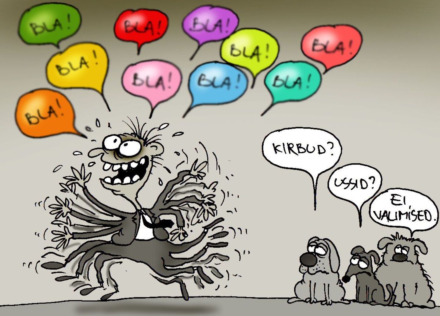 Карикатура Postimees на тему предвыборных обещаний. "Блохи? Глисты? Нет, выборы".