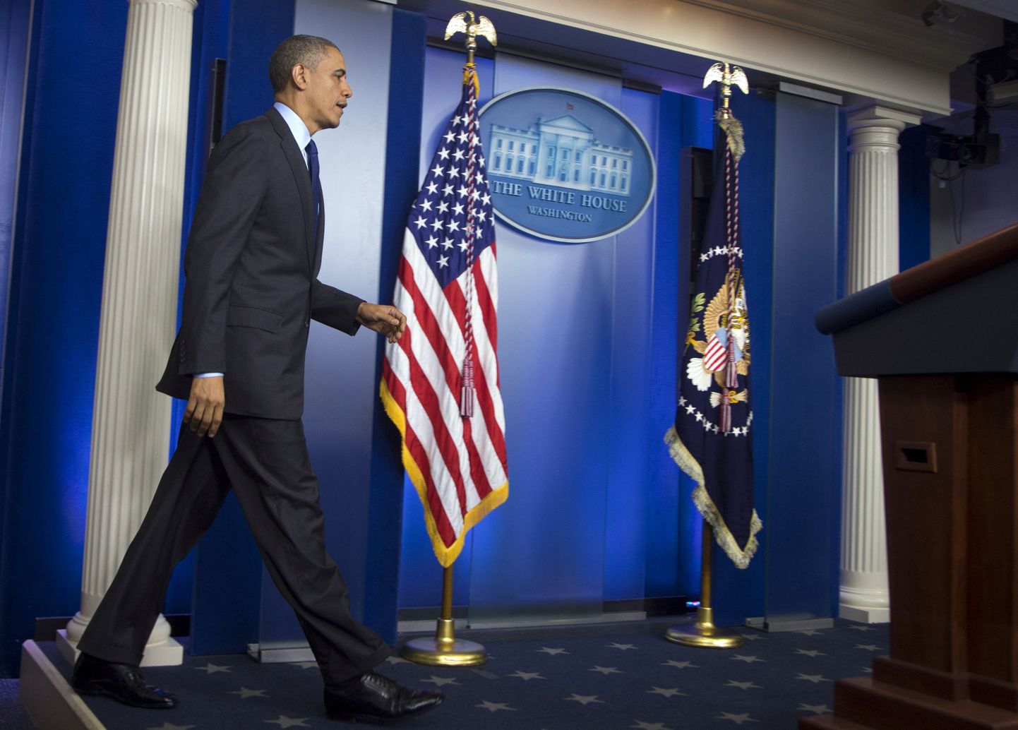 President Barack Obama Valges Majas pressikonverentsi andmas.