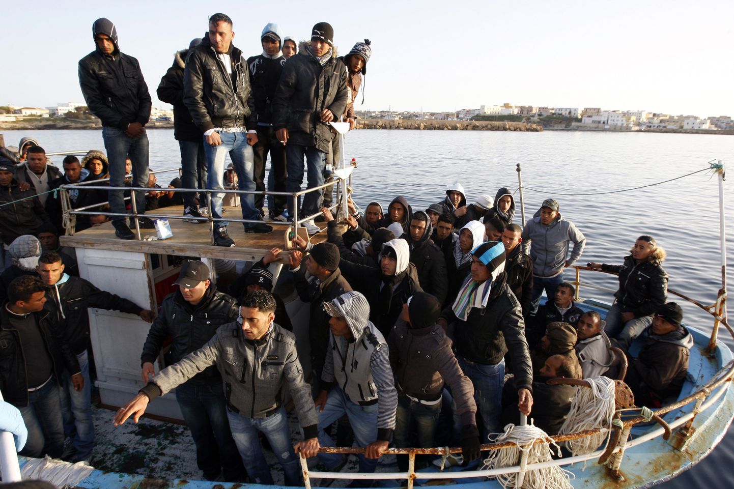 Lampedusale saabunud immigrandid.