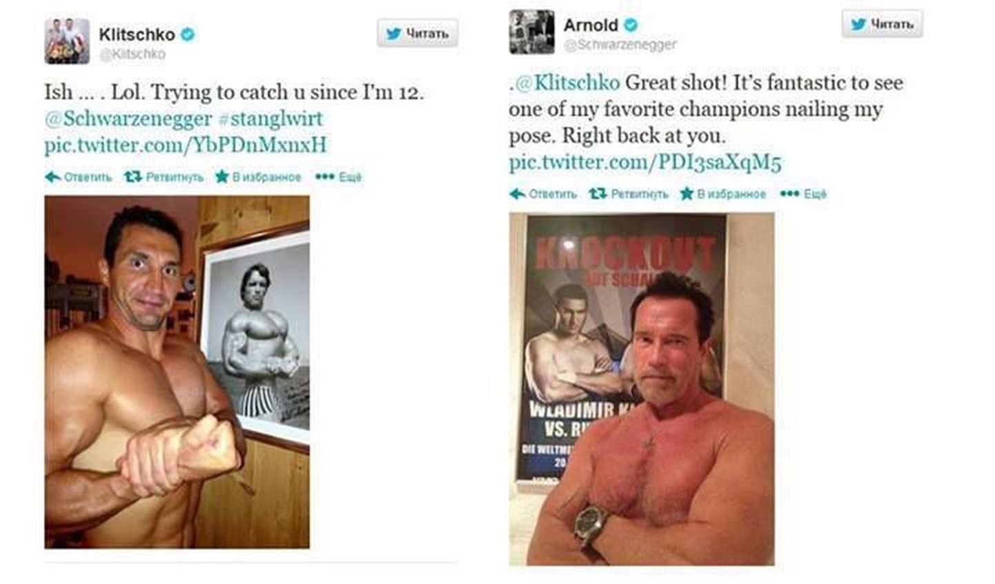 Vladimir Klitško ja Arnold Schwarzenegger viskasid pluusid seljast.