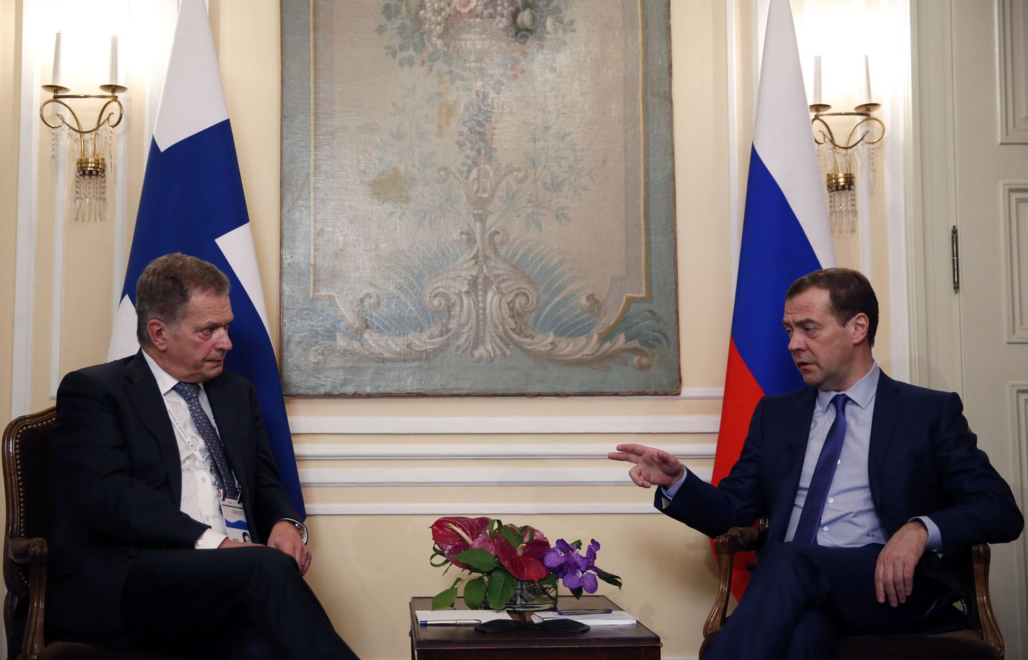 Soome president Sauli Niinisto ja Venemaa peaminister Dmitri Medvedev.
