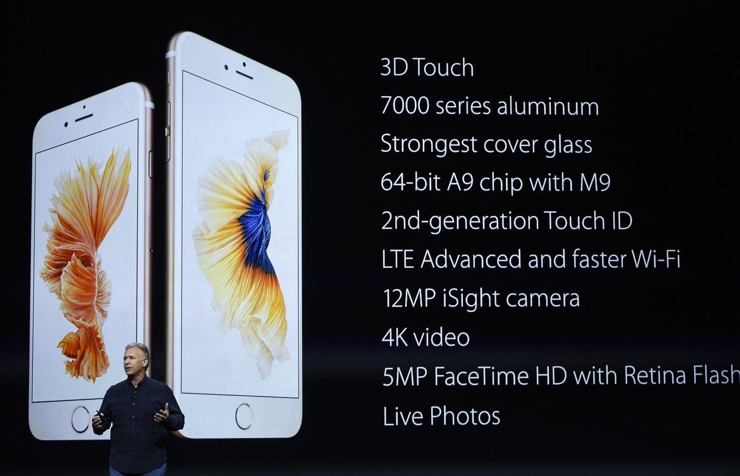 Apple'i asepresident Phil Schiller tutvustas uute iPhone 6s ja iPhone 6s andmeid