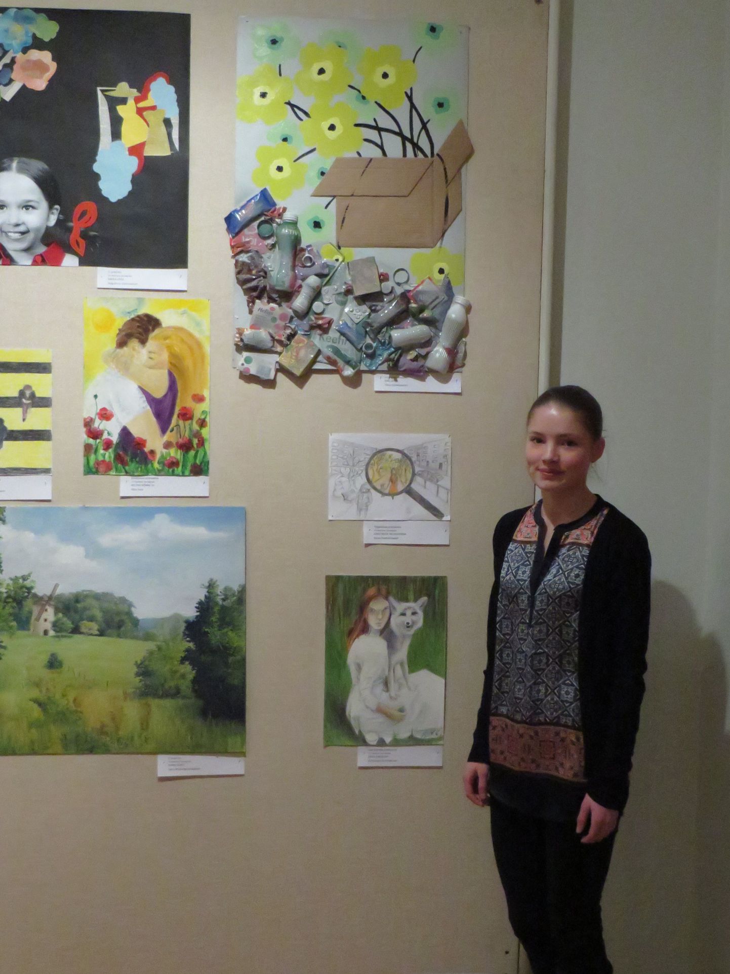 Tõrva gümnaasiumi 9. klassi õpilase Kaie Leppiku eriilmeline kunstitöö suveunistusest (ülemine) tõi talle vabariiklikult kunstikonkursilt eripreemia.