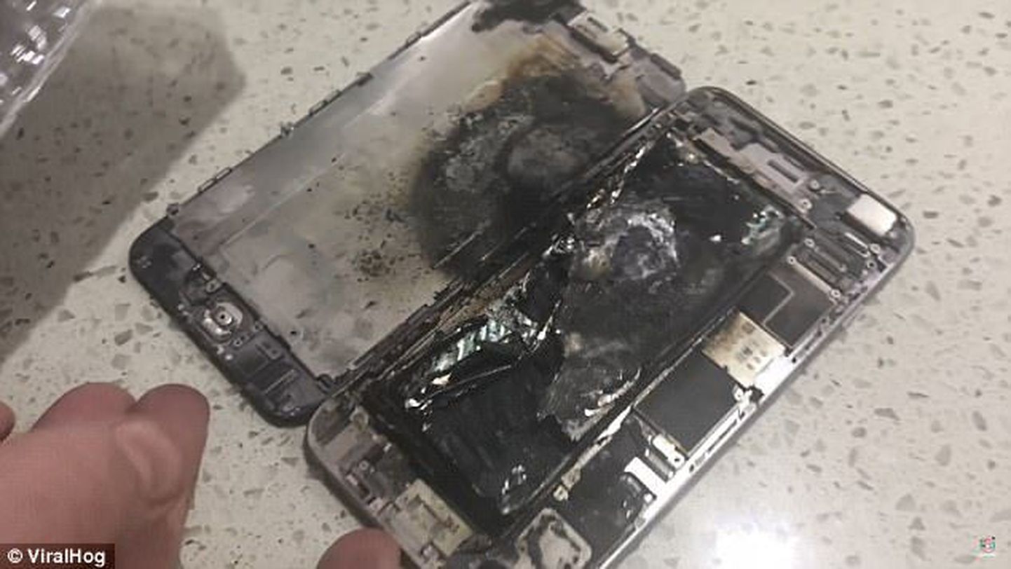 Взорвавшийся телефон iPhone 6.