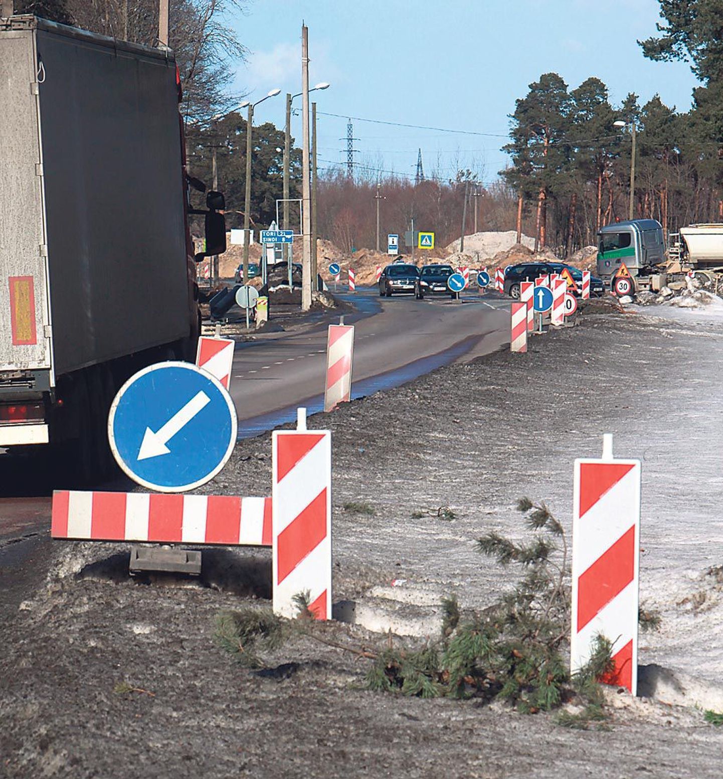 Riia ja Paide poolt Pärnusse sõites ahendab liikumist ümbersõidu viimase osa ehitus.