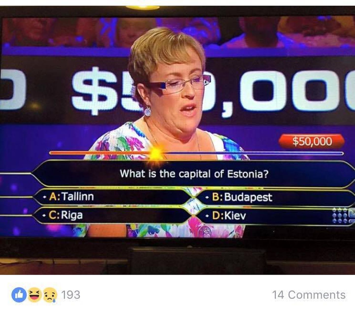 Austraalia miljonimängus oli Eesti kohta küsimus