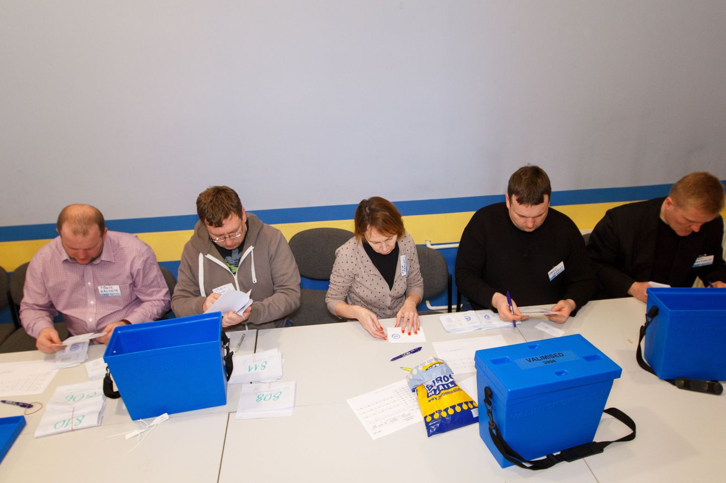 Riigikogu valimised 2015. Häälte ülelugemine, kehtetute ja rikutud valimissedelite kontroll maakonna valimiskomisjonis.