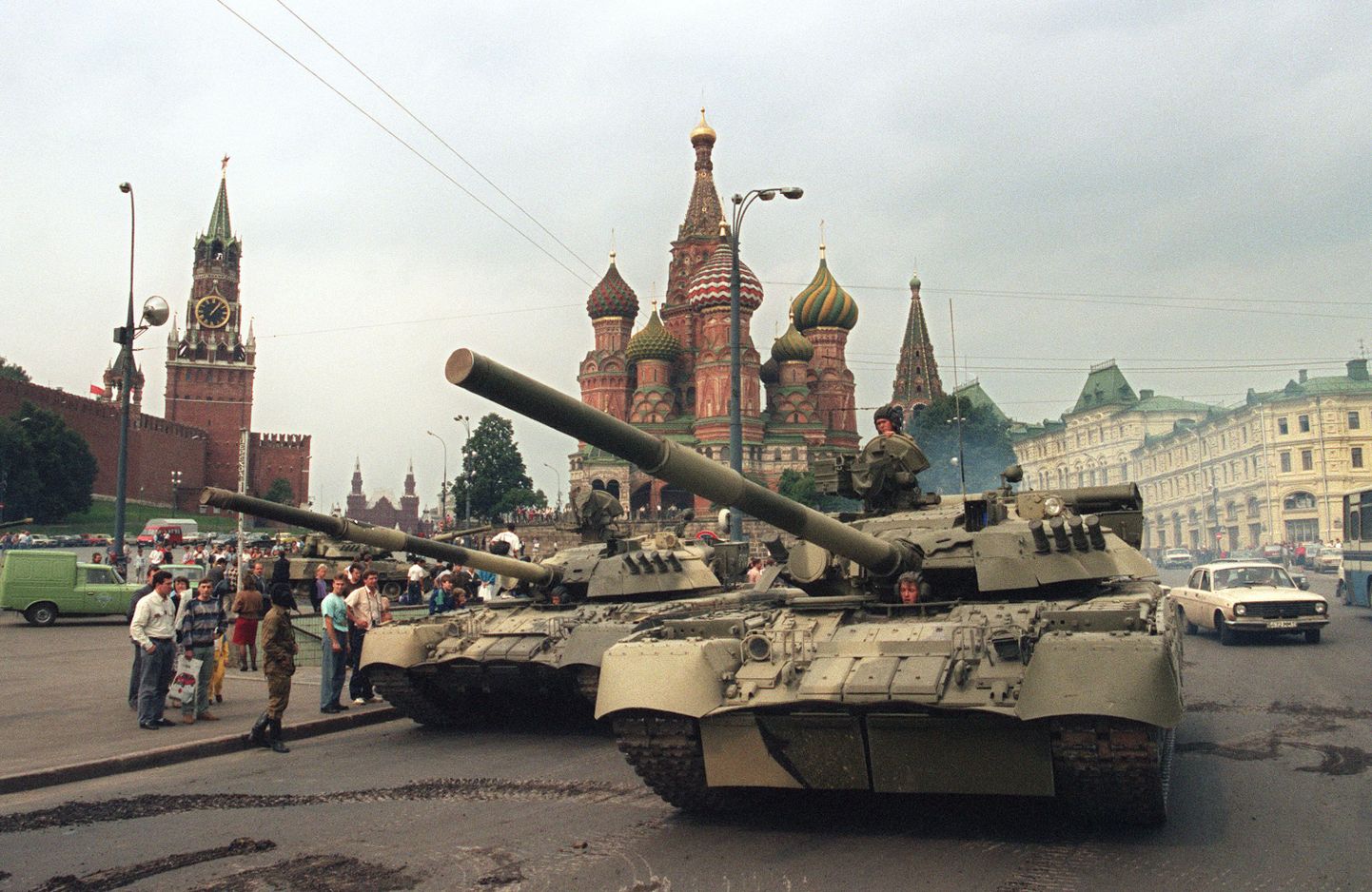 Nõukogude tankid 19. augustil 1991 Moskva Punasel väljakul.