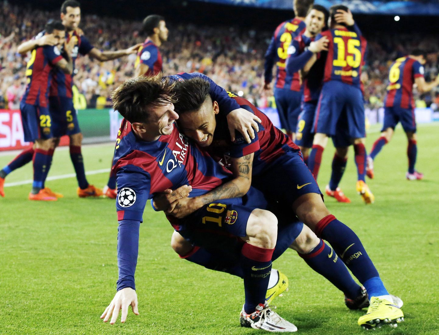 Lionel Messi ja Neymar rõõmustamas.