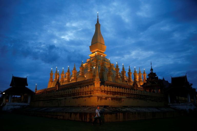 Laos. Phat That Luangi budistlik pühamu Vientianes. 