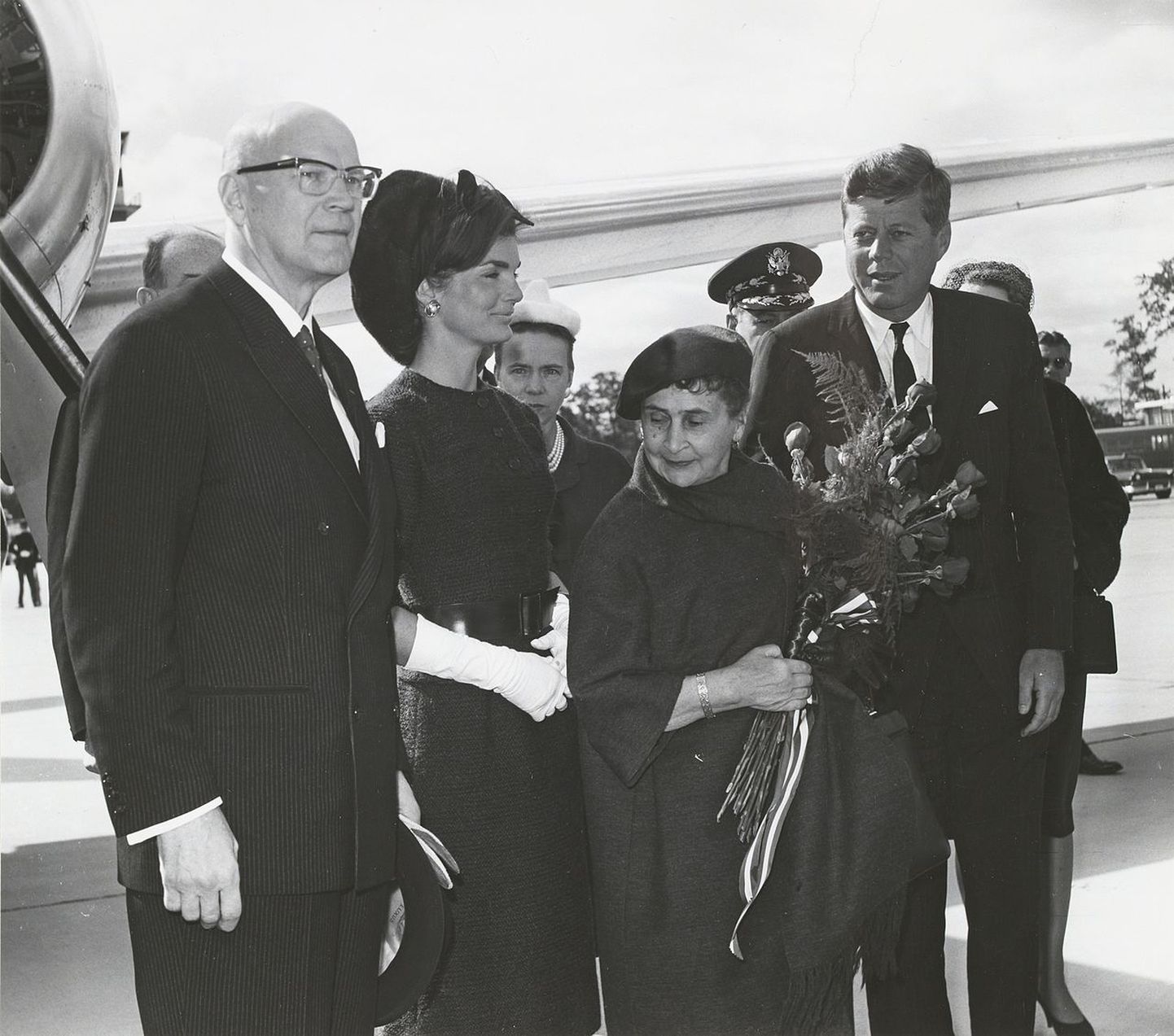 Urho Kekkonen, Jacqueline Kennedy, Sylvi Kekkonen ja John F. Kennedy 1961. aastal Washingtonis.