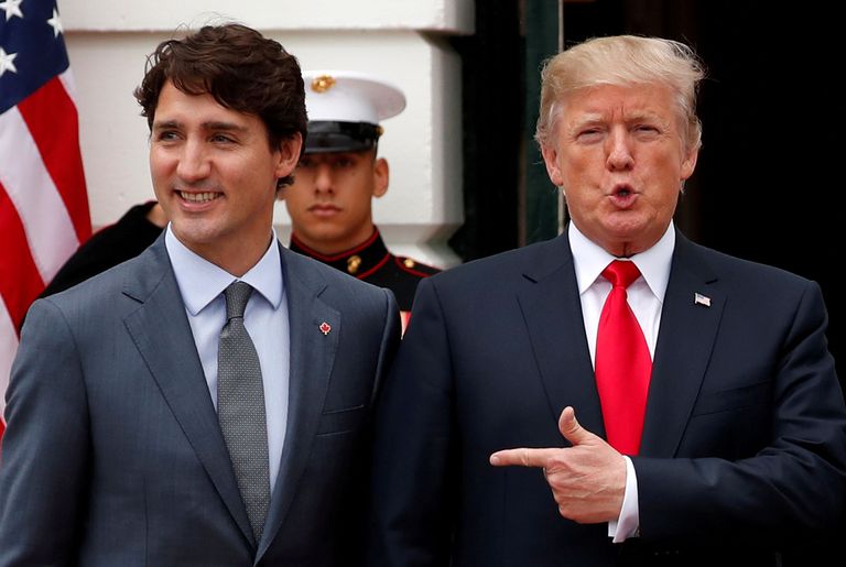 Donald Trump ja Justin Trudeau. /JONATHAN ERNST/Reuters/Scanpix.