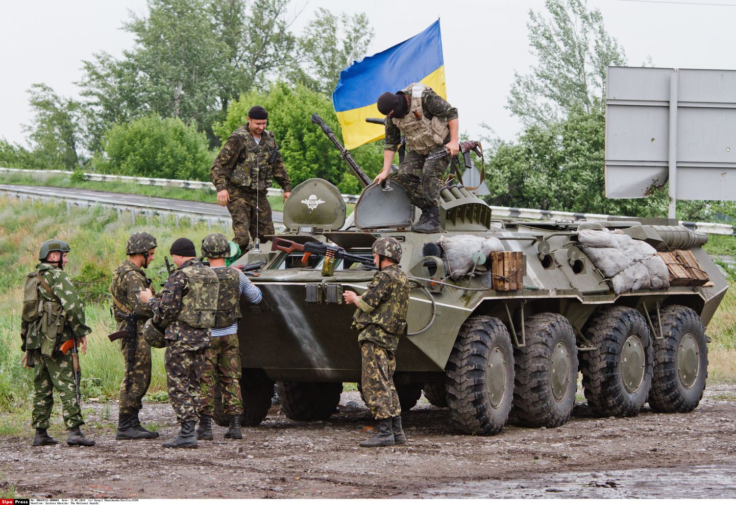 Ukraina sõdurid Slovjanski lähedal.