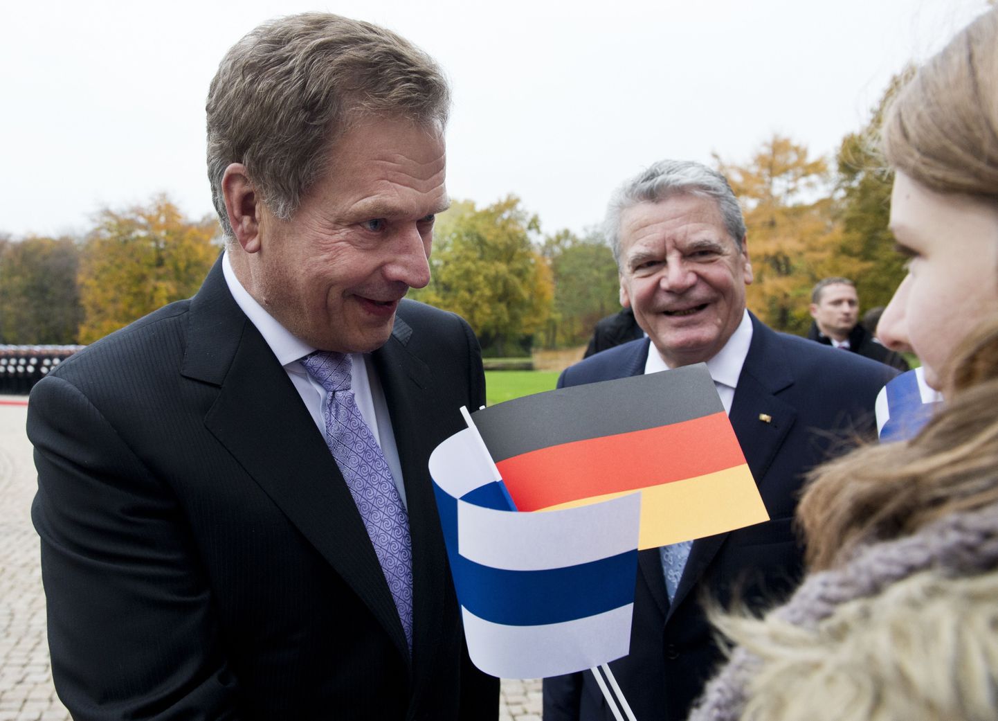 Soome riigipea Sauli Niinistö (esiplaanil) koos Saksa presidendi Joachim Gauckiga Berliinis.