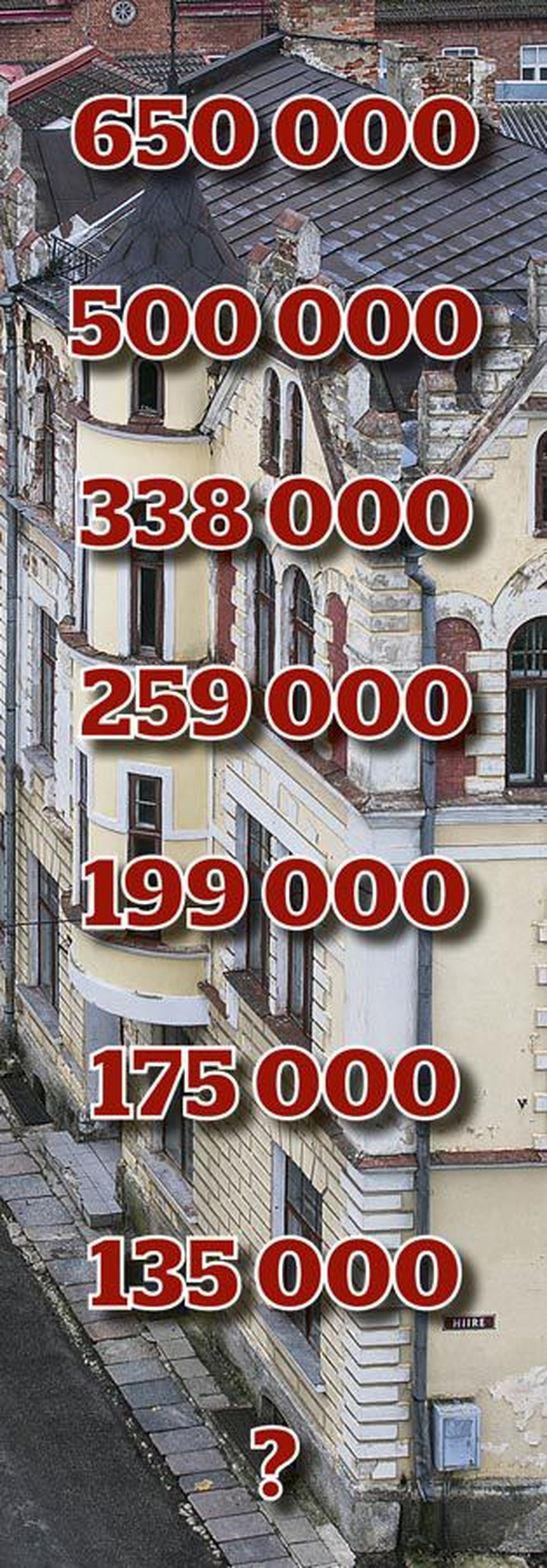 Laguneva hoone hind on vähem kui aasta jooksul langenud üle poole miljoni euro, kuid ostjat pole endiselt.