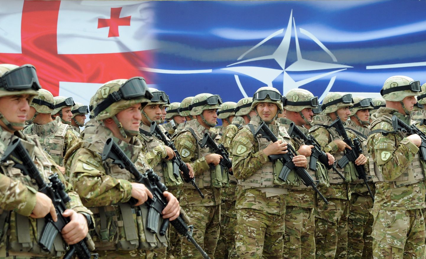 Gruusia sõdurid NATO väljaõppekeskuse avamisel Krtsanisi sõjaväebaasis.