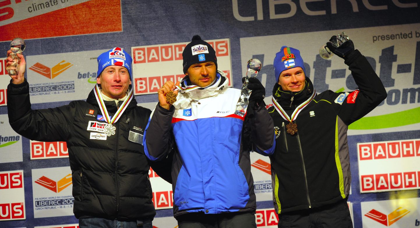 Libereci MMi poodium: Lucas Bauer (vasakult), Andrus Veerpalu, Matti Heikkinen