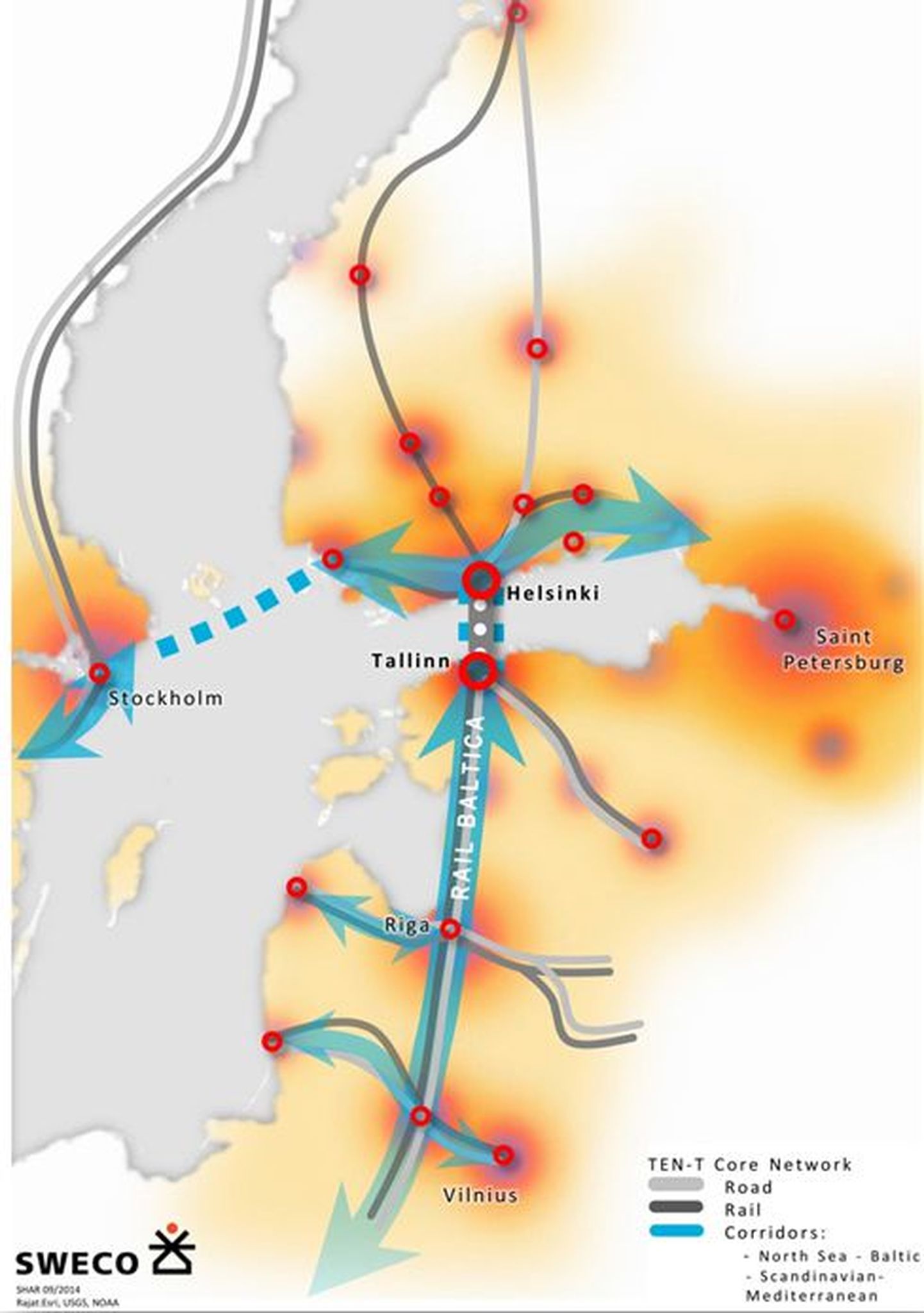 Uuringufirma Sweco skeem Tallinna ja Helsingi ühendusteedest.