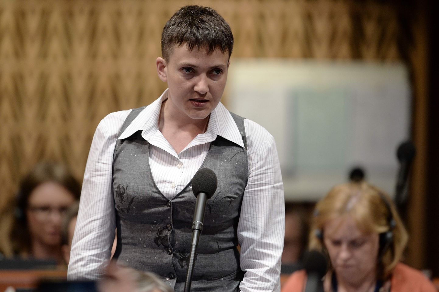 Eruväelane ja praegune poliitik Nadia Savtšenko möödunud kuul Euroopa Nõukogus, Strasbourgis.